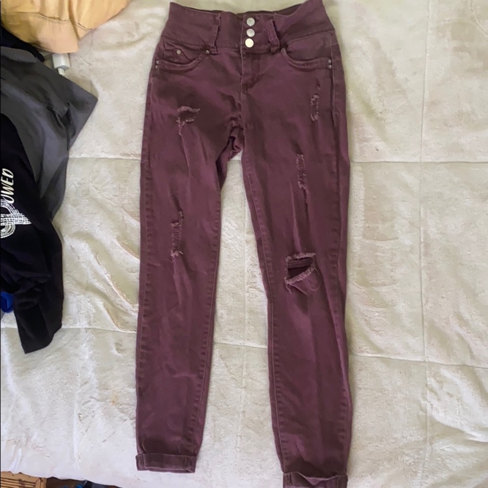 Purple skinny jeans